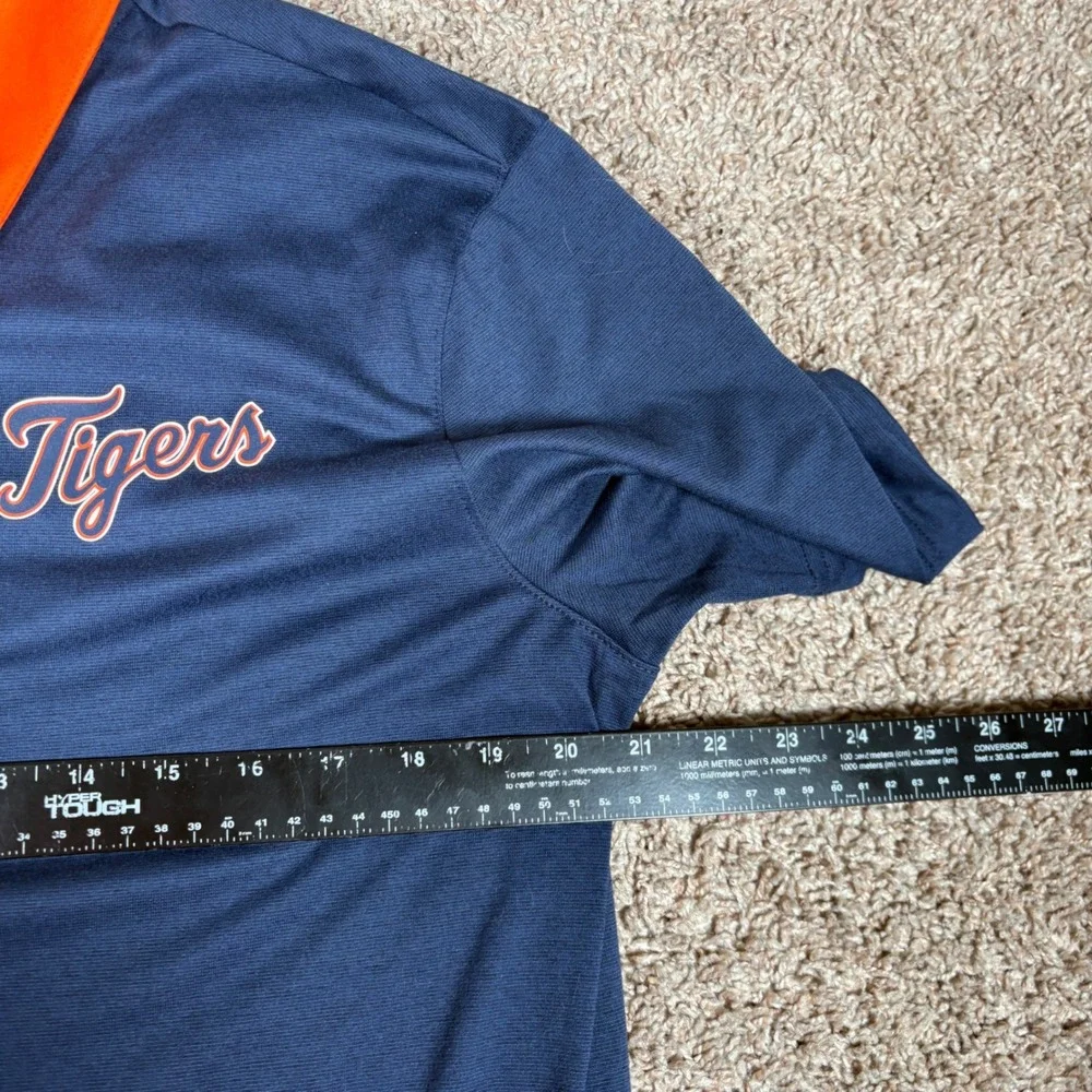 Nike Baseball Detroit Tigers Dri-FIT Polo‎ Shirt Mens Large Navy Blue Orange MLB